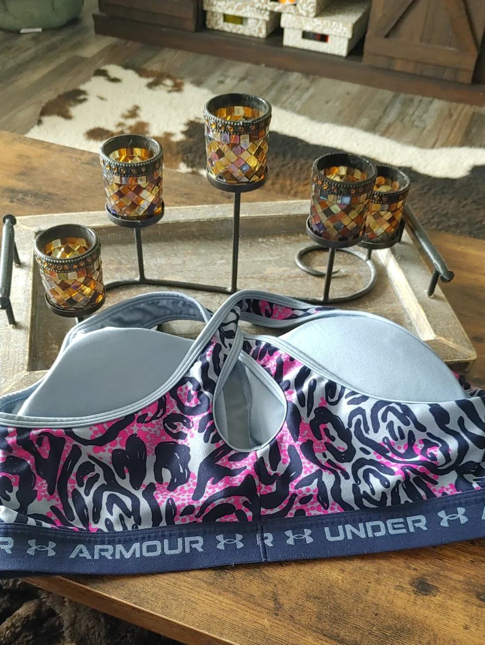 Like New Under Armour 3X Purple/pink Criss Cross Padded Wirefree Sports bra